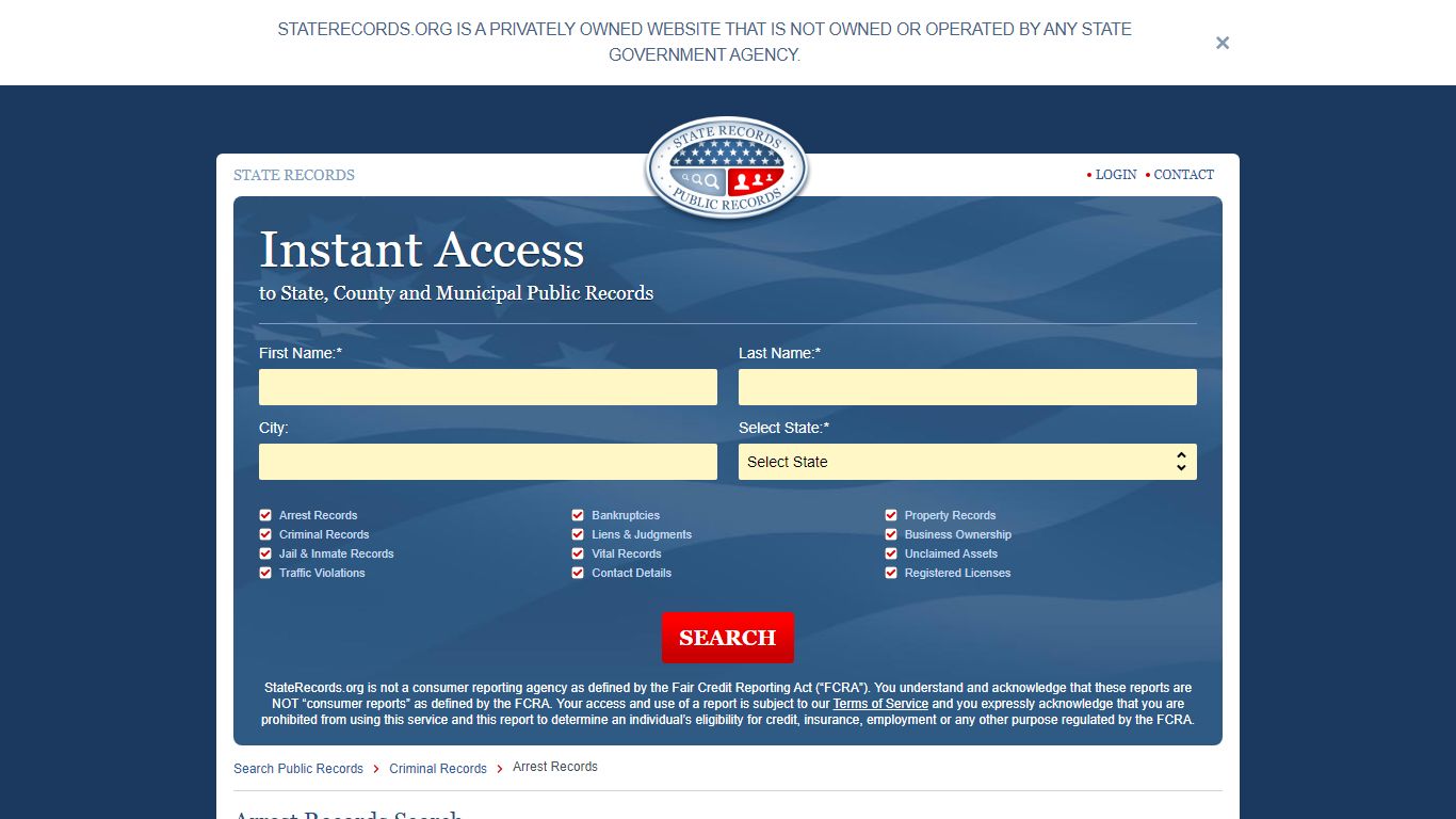 Arrest Records Search | StateRecords.org